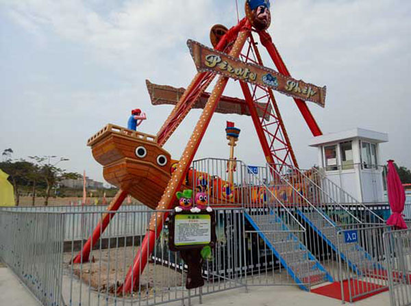 Amusement park pirate boat ride