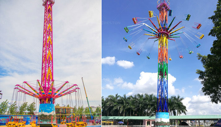 Large swing tower rides for theme park 